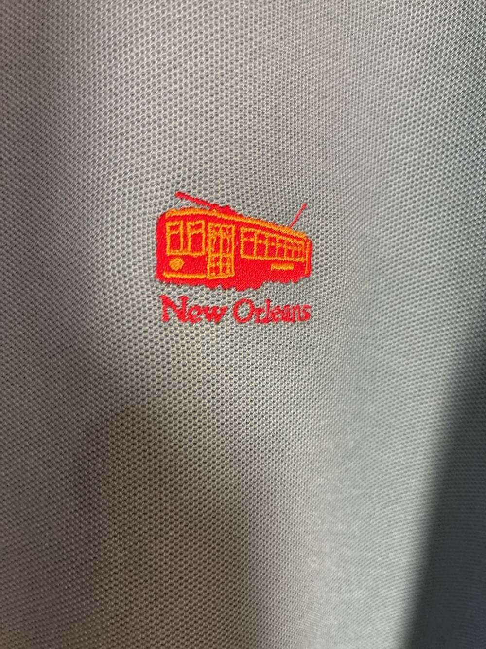 Rubensteins New Orleans Polo Size L Blue Cotton Trolley Logo